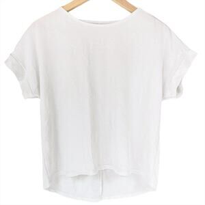 Made in Italy High-Quality White Cuffed Short-Sleeve Tee Size M Capsule Wardrobe